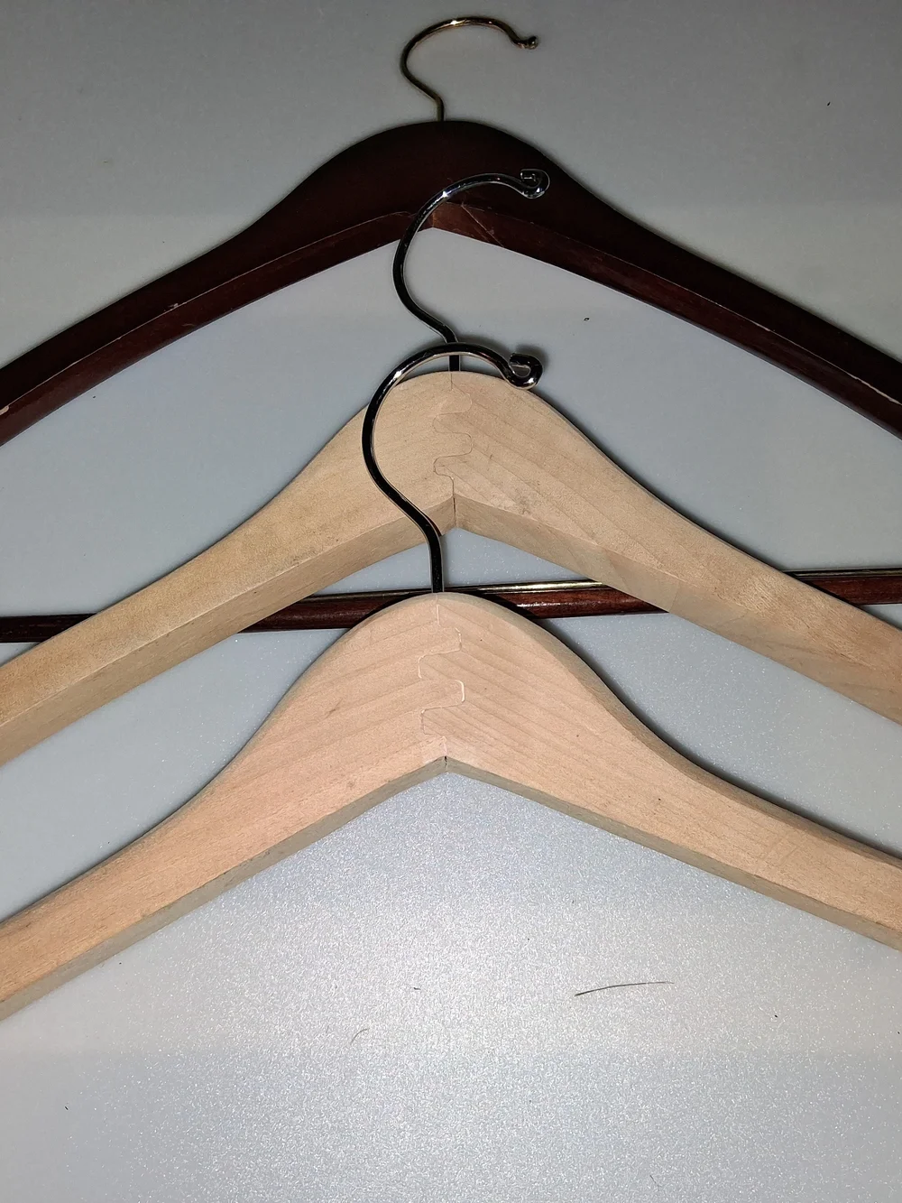 Ralph Lauren Wooden Hangers in Dark Brown & Natural Wood LOT OF 3